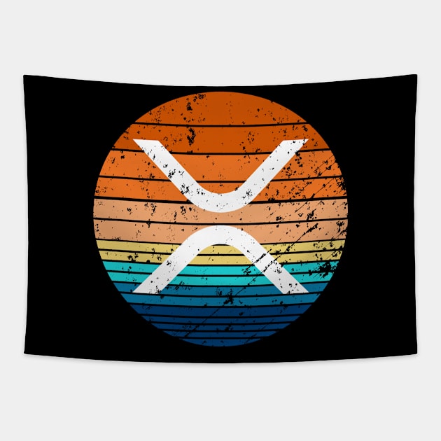 XRP Cryptocurrency DeFi Crypto Vintage Sunset Tapestry by BitcoinSweatshirts