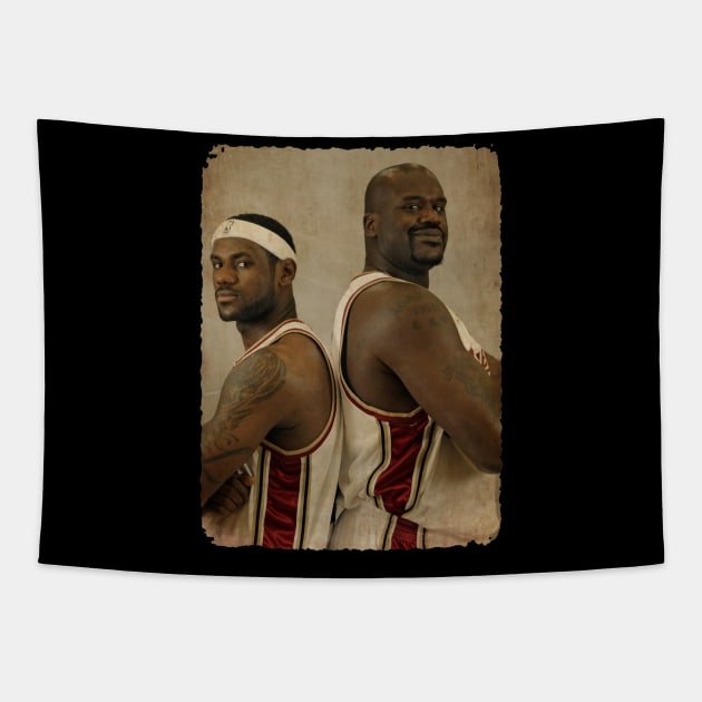 Shaquille O'Neal and Lebron James Tapestry by Milu Milu