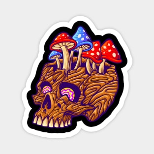 Mushroom Skull Wood Magnet