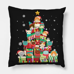 Funny Cat Christmas Tree Box Meowy Catmas Boxmas T Pillow