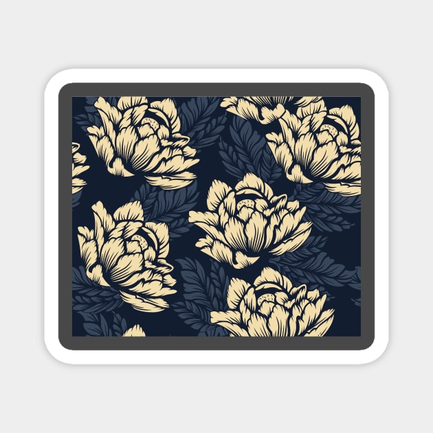 Seamless Yellow and Blue Floral Pattern Magnet by martynzero