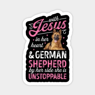 With Jesus In Her Heart And German Shepherd Magnet