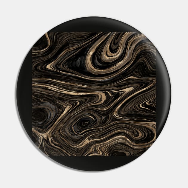 Black and gold Liquid Marble Watercolor Pin by Nartissima