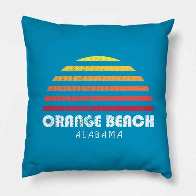 Orange Beach Alabama Retro Vintage Style Distressed Sunset Pillow by PodDesignShop