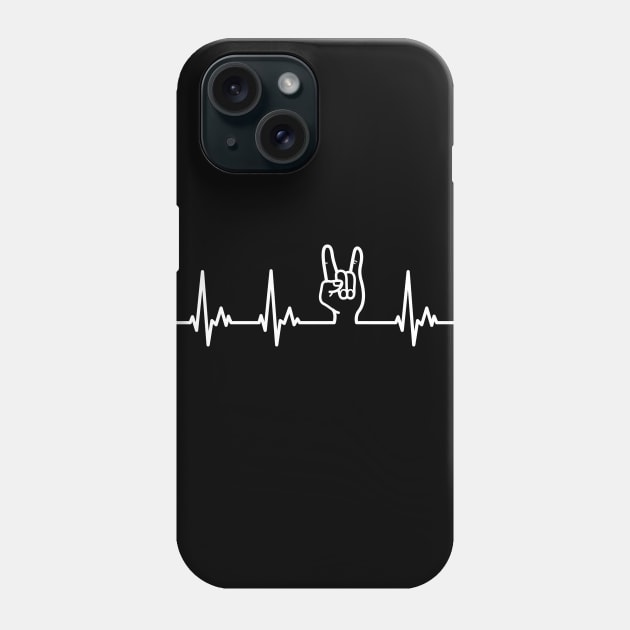 Heavy Metal Devil Horns Heartbeat Line Phone Case by samshirts