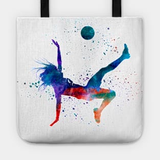 Woman footballer in watercolor Tote