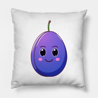 Cute Kawaii Plum, Cartoon Ripe Fruit Pillow