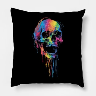 Tie Dye Melting Skull Pillow