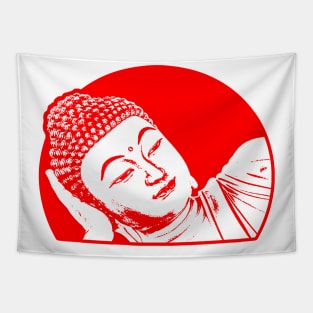 Reclining Buddha Art Red Color Tapestry