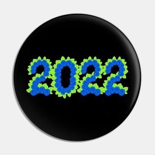 2022 formed with blue roses and green leaves Pin