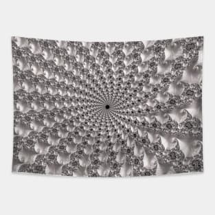 Mandelbrot Set Fractal Art in Shades of Silver Gray Tapestry