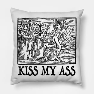 Kiss My Ass - Funny Medieval Woodcut Ilustration Pillow