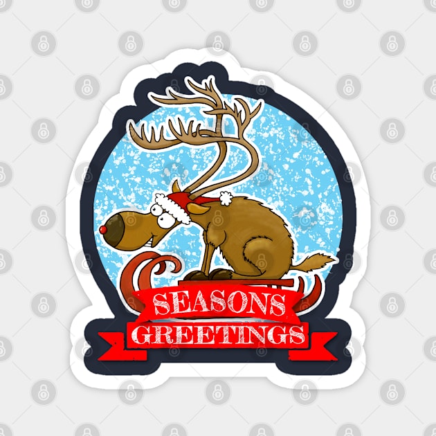 Reindeer Seasons Greetings Magnet by Tezatoons