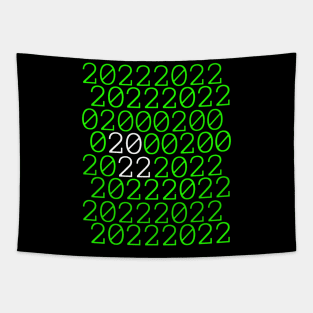 2022 binary code in green and white Tapestry