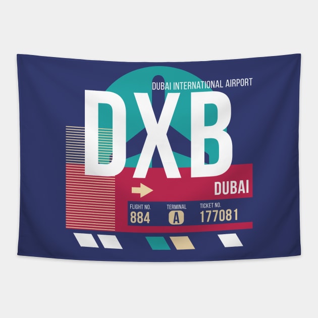 Dubai (DXB) Airport Code Baggage Tag E Tapestry by SLAG_Creative