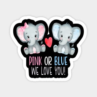 Baby Elephant Pink And Blue We Love You Magnet