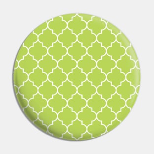 Green Latticework, Quatrefoil, Moroccan Trellis Pin