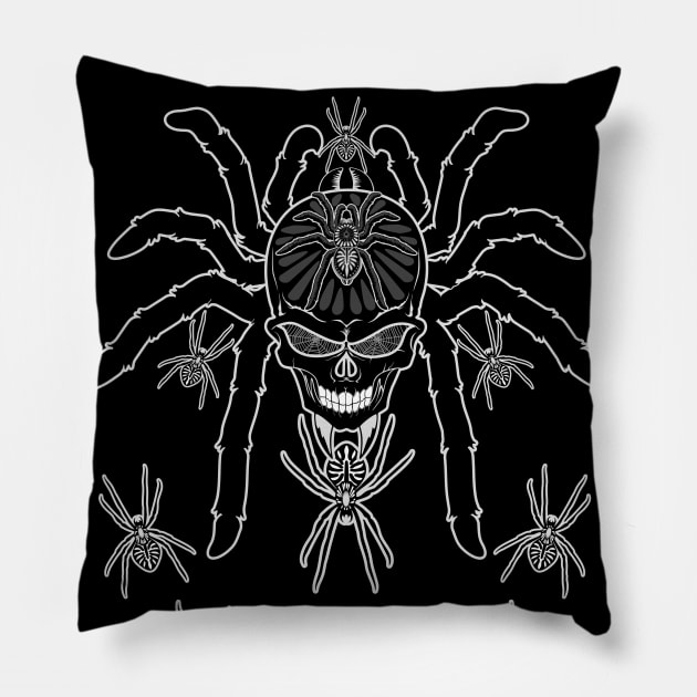 Spider Skull Tarantula Tattoo Pillow by BluedarkArt