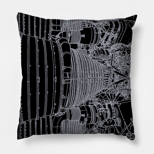 Apollo Rocket Booster - White Neon Pillow by lamaisondulapino