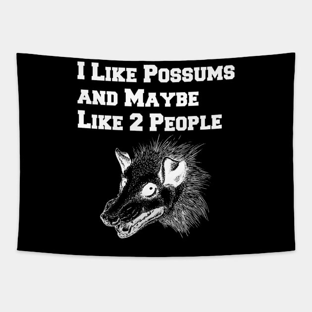 I Like Possums And Maybe Like 2 People, Funny Opossum Tapestry by lightbulbmcoc