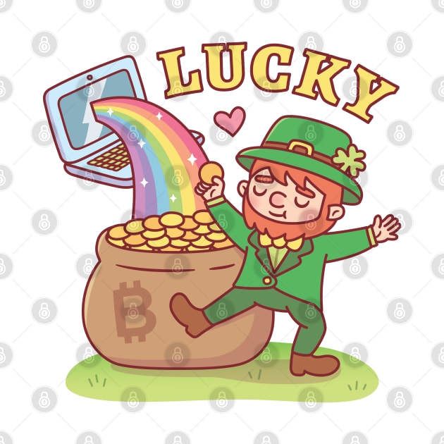 Leprechaun With Pot Of Bitcoin Gold Funny by rustydoodle