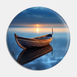 Tranquil Water Boat Serene Landscape Pin