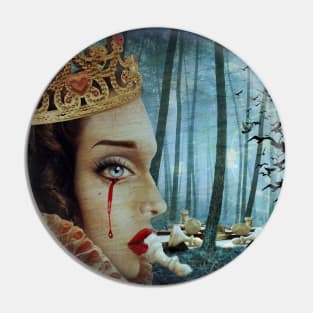 Gothic Surreal Unique Collage of Sad Queen of Hearts Pin