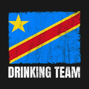 Congolese Drinking Team Graphic for Men Women Funny DR Congo Flag T-Shirt