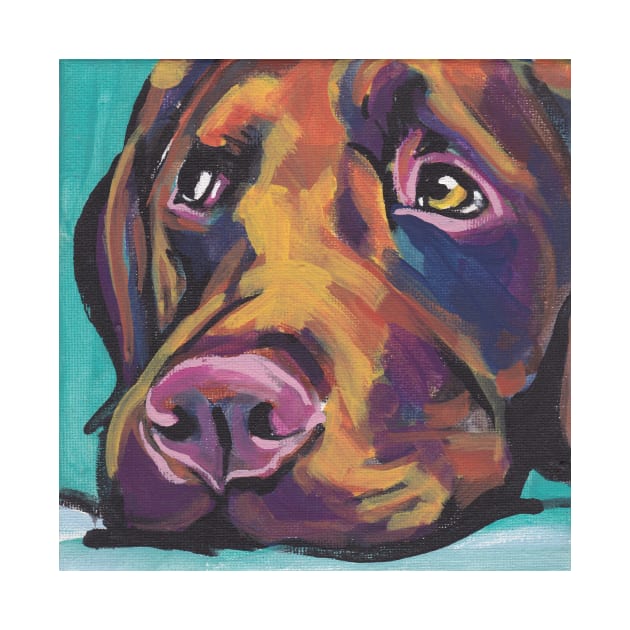 Chocolate Labrador Retriever Dog Bright colorful pop dog art by bentnotbroken11