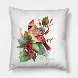 Cardinal Christmas on Shiplap B Pillow