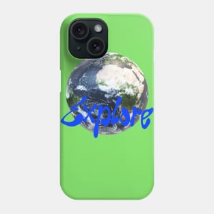 Explore Earth: Streetwear Design with Playful Blue Typography Phone Case