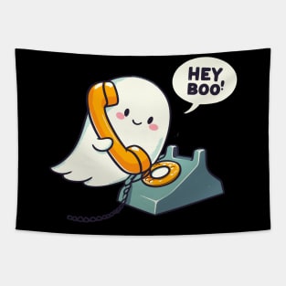 Groovy Hey Boo Cute Ghost Funny Halloween Tapestry