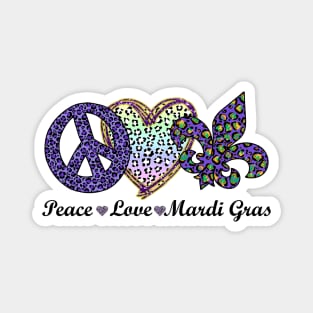 Peace Love Mardi Gras Magnet