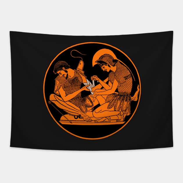 Achilles and Patroclus kylix Tapestry by WillowNox7