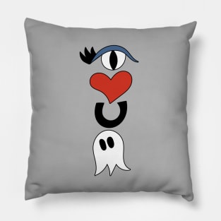 Cute Eye Love You Boo Cartoon Text Art Pillow