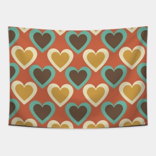 Retro Hearts Pattern in Red Tapestry