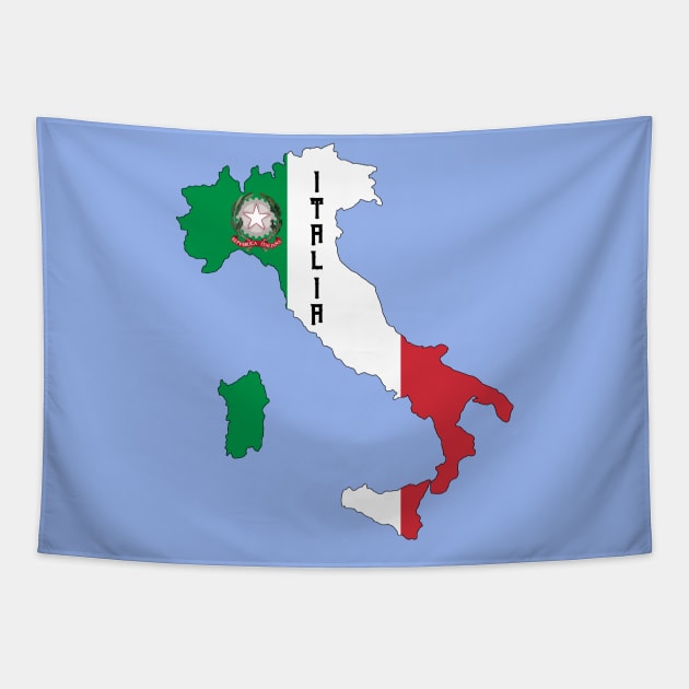 Italy flag & map Tapestry by Travellers