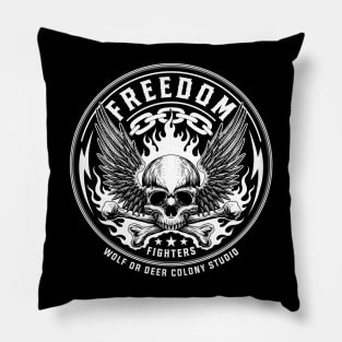 Freedom Fighter Skull Logo Pillow