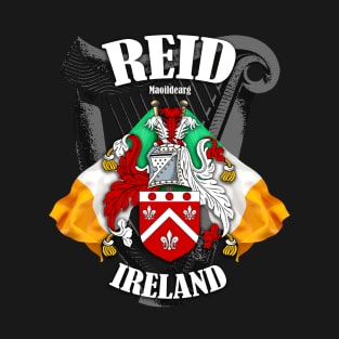 Reid Family Crest Ireland Coat of Arms and Irish Flags T-Shirt