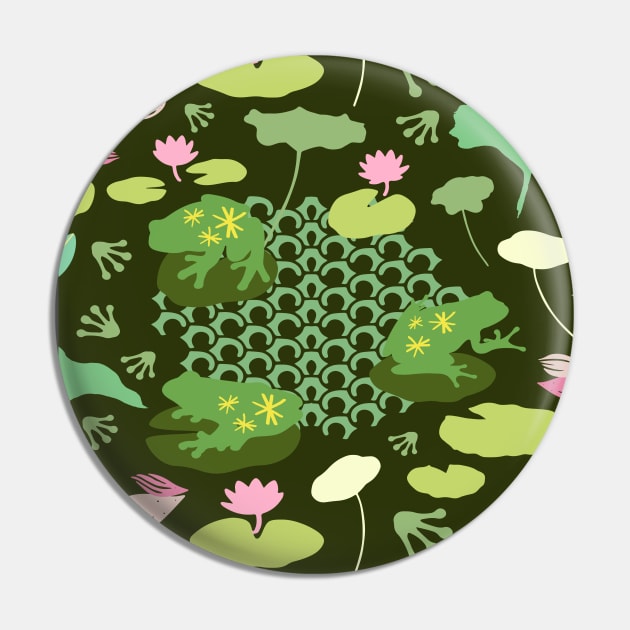 Cuban Tree Frog Species Ponder in Wildlife Lake Pattern Pin by Mochabonk