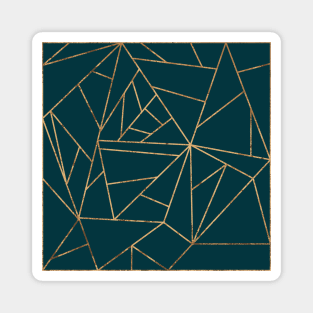 Luxe Teal and Gold Geometric Lines Magnet