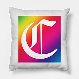 Rainbow White Letter C Pillow