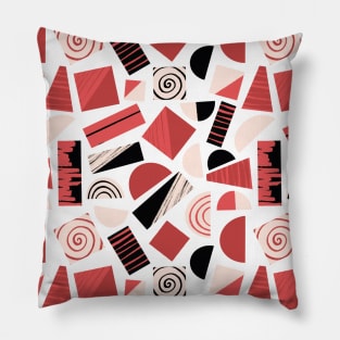 Mod Art Collage Red Black Pink Pillow