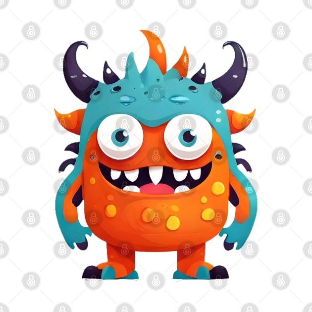 Orange and Blue Cute Monster by FooVector