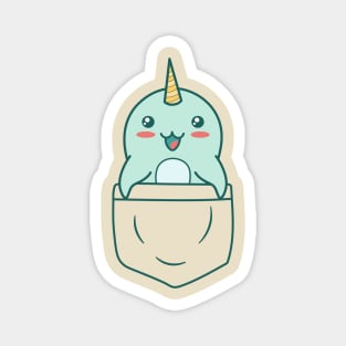 Baby Narwhal In a Pocket Kawaii Whales Lover Magnet