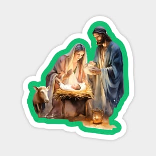 Watercolor Nativity Scene Magnet