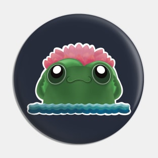 Cute Frog With Lily Pad Hat Pin