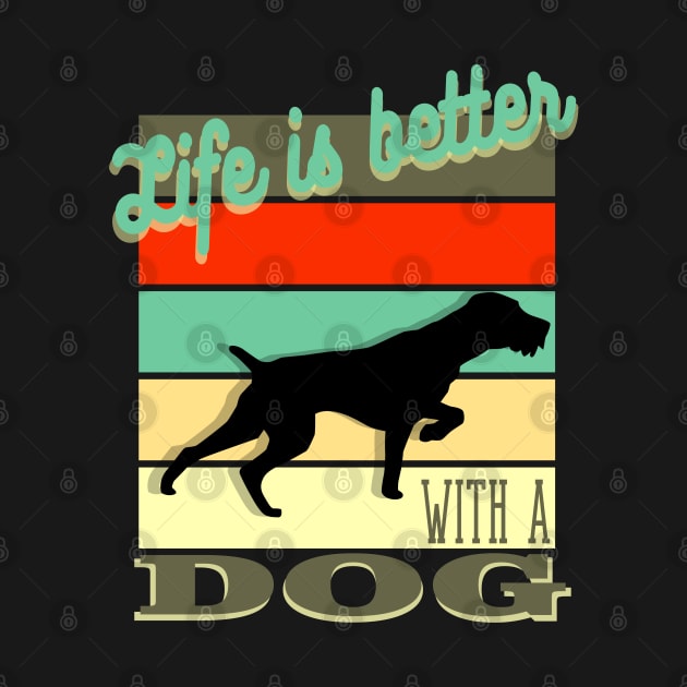 Life is Better with a Dog Retro Vintage Sunset by AdrianaHolmesArt