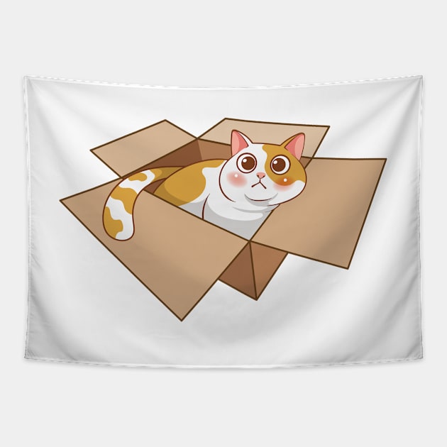 Cat in the box Tapestry by tomodaging