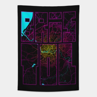 Bristol, England City Map Typography - Neon Tapestry